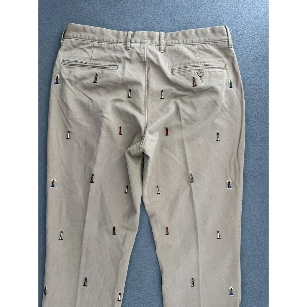 J.Crew Chinos 33x32 All over print Lighthouse Embroidered Yacht Club Nautical